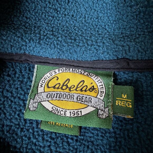Vintage Cabelas Fleece Snap Pullover Unisex Medium Teal Polartec Sweater Outdoor - Picture 2 of 12